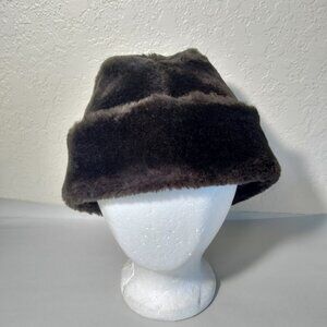Elegant Brown Faux Fur Bucket Hat